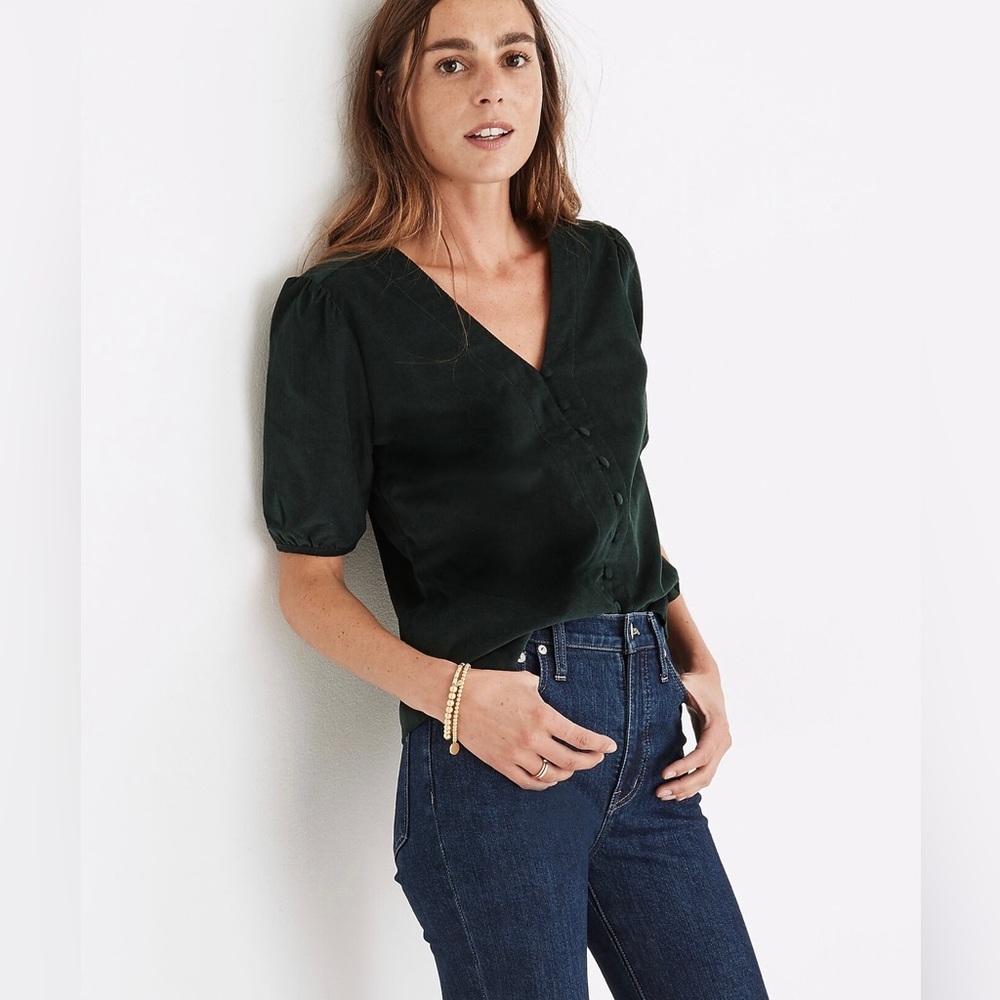 Madewell Corduroy Puff Sleeve Button FrontTop